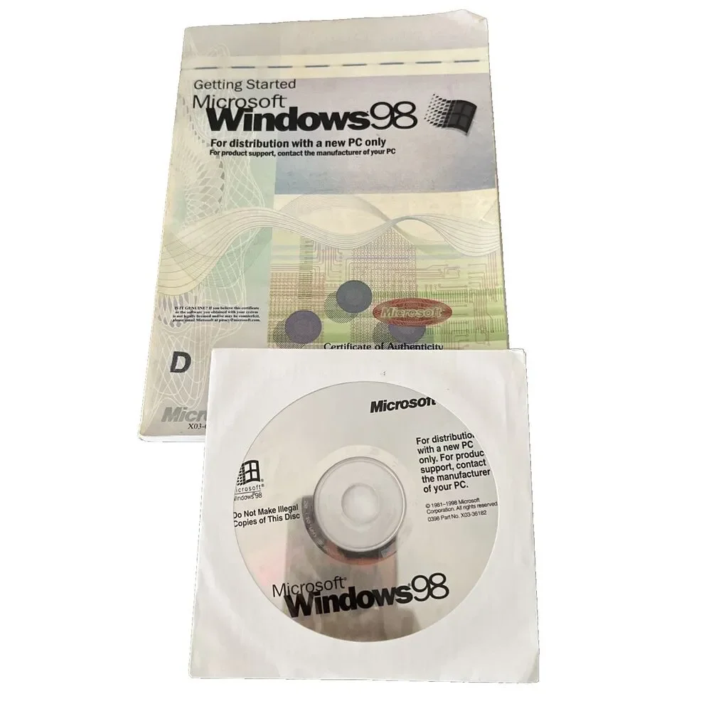 Microsoft Windows 98 CD Manual.and Product KEY